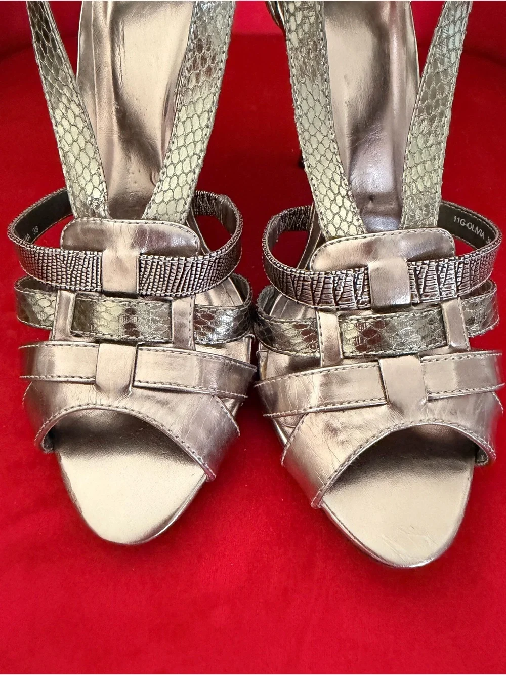 Metallic Silver Strappy High Heel Sandals -